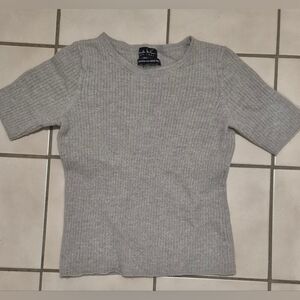 Nicole Miller New York Extra Fine Merino Wool Ribbed Knit Tee(Size XS/S)